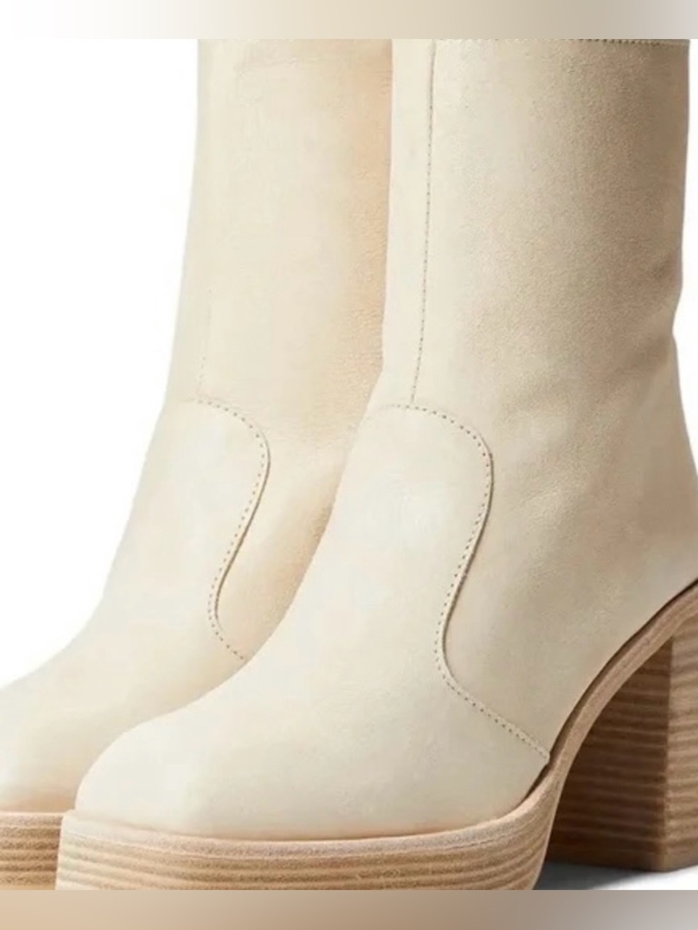 Cream Free People Ruby Platform Ankle Boots size 6.5 - Picture 2 of 11